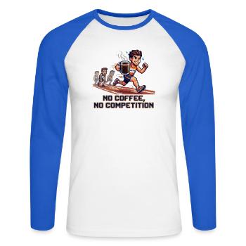 No_coffee-_no_competion - Unisex Baseballshirt langarm - Weiß/Royalblau - Vorne - Nik (191cm)