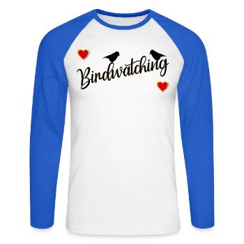 Vögel zur Vogelbeobachtung - Unisex Baseballshirt langarm - Weiß/Royalblau - Vorne - Nik (191cm)