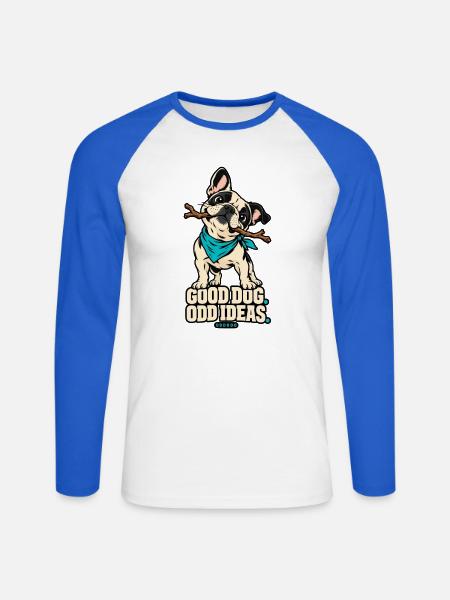 Good Dog, Odd Ideas – Frecher Hund | ODDROO - Unisex Baseballshirt langarm - Weiß/Royalblau