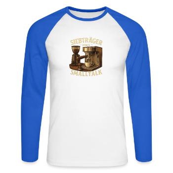 Siebträger Geschenk für die erste Espressoecke - Unisex Baseballshirt langarm - Weiß/Royalblau - Vorne - Nik (191cm)