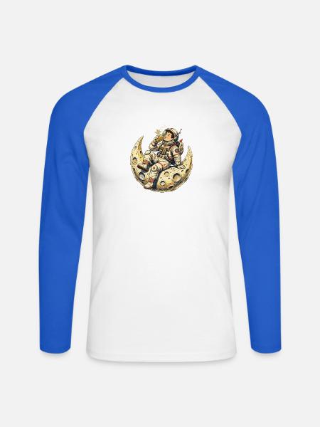 Lunar Astronaut Moon Lounge - Unisex Baseballshirt langarm - Weiß/Royalblau