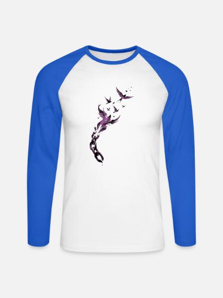 Purple Chain Wings Release - Unisex Baseballshirt langarm - Weiß/Royalblau