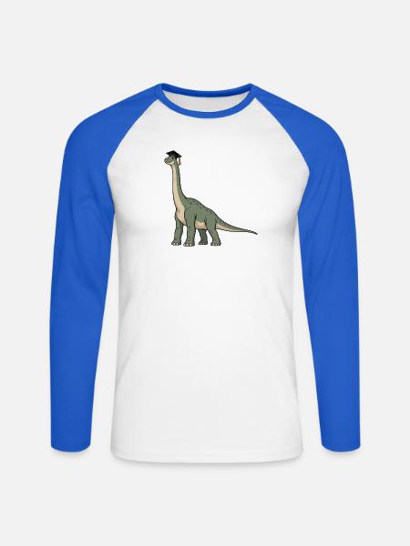 Dino mit Doktorhut - Unisex Baseballshirt langarm - Weiß/Royalblau