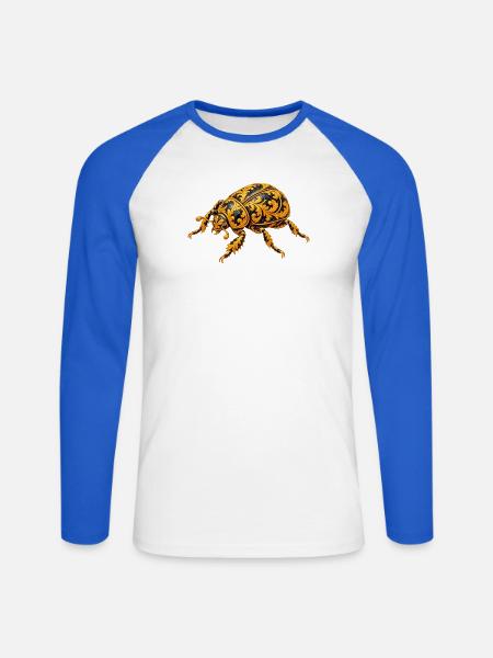 Barocker Goldkäfer Ornament - Unisex Baseballshirt langarm - Weiß/Royalblau