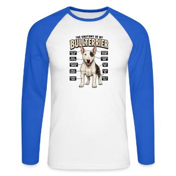 Lustiges Hundetraining Bullterrier Hundebesitzer - Unisex Baseballshirt langarm - Weiß/Royalblau - Vorne - Nik (191cm)