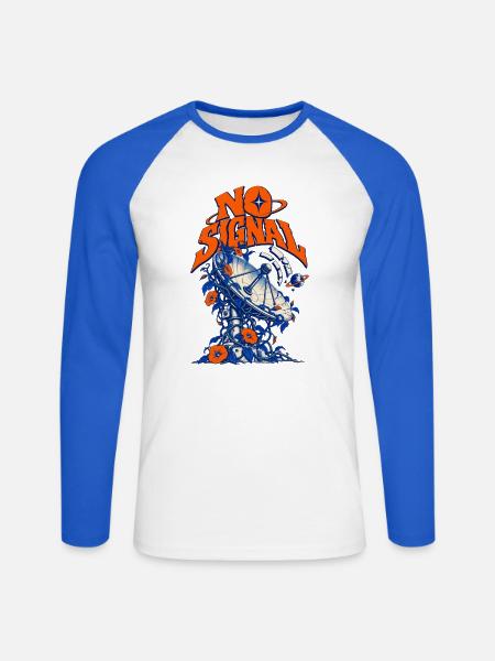 No Signal Retro Raumblumen - Unisex Baseballshirt langarm - Weiß/Royalblau