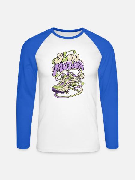 Slow Motion Sneaker Psychedelia - Unisex Baseballshirt langarm - Weiß/Royalblau