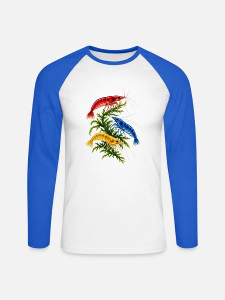 Garnelengarten – bunte Unterwasserwelt - Unisex Baseballshirt langarm - Weiß/Royalblau