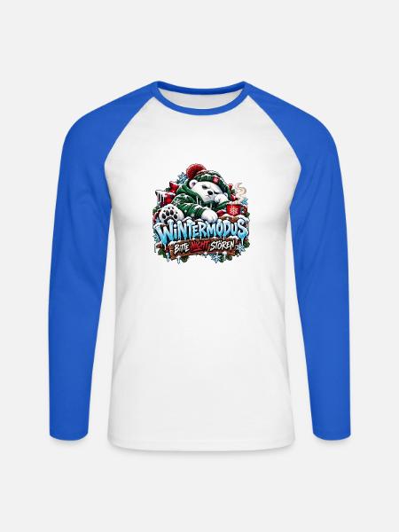 Wintermodus – Bitte nicht stören! - Unisex Baseballshirt langarm - Weiß/Royalblau