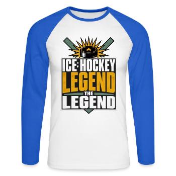 Eishockey Legende Puck Spieler Fan - Unisex Baseballshirt langarm - Weiß/Royalblau - Vorne - Nik (191cm)