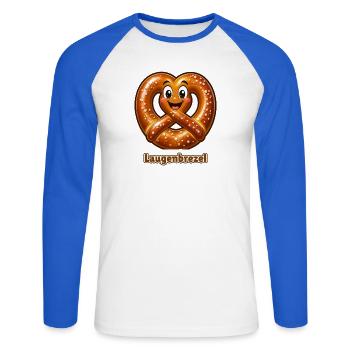 Laugenbrezel Kostüm Fasching Fasnet Verkleidung - Unisex Baseballshirt langarm - Weiß/Royalblau - Vorne - Nik (191cm)