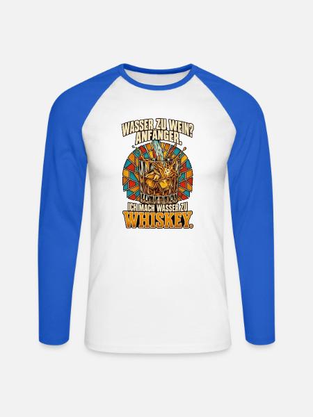 Wasser zu Whiskey Anfänger - Unisex Baseballshirt langarm - Weiß/Royalblau