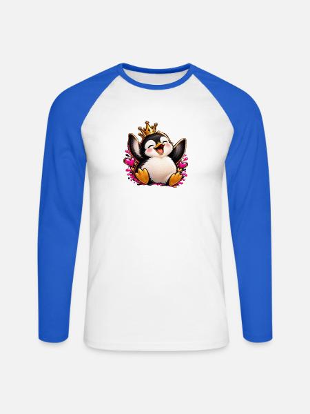 Königspinguin Jubelherz - Unisex Baseballshirt langarm - Weiß/Royalblau