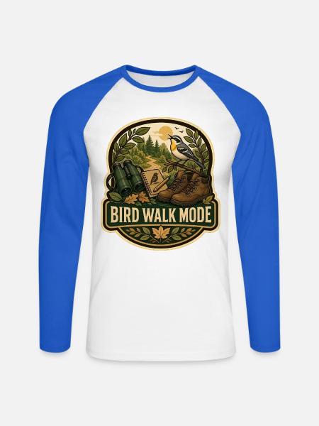 BIRD WALK MODE Wolken - Unisex Baseballshirt langarm - Weiß/Royalblau