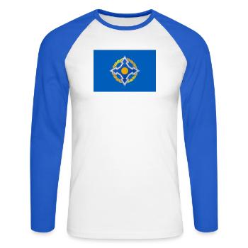CSTO: Sicherheitsvertragsorganisation – Flagge - Unisex Baseballshirt langarm - Weiß/Royalblau - Vorne - Nik (191cm)