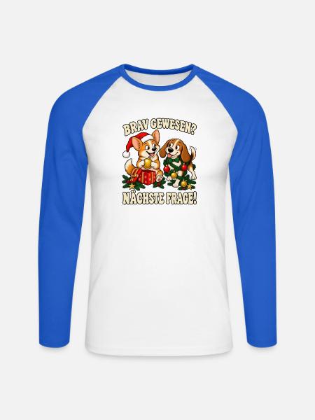 Hundeliebhaber Geschenkidee Weihnachten - Unisex Baseballshirt langarm - Weiß/Royalblau