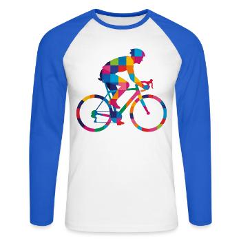 Lustiges Fahrrad Rennrad Gravel Radsport Geschenk - Unisex Baseballshirt langarm - Weiß/Royalblau - Vorne - Nik (191cm)