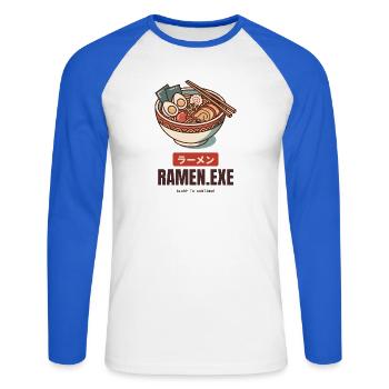 Ramen EXE Nudelschalen-Programmierer Japanisch - Unisex Baseballshirt langarm - Weiß/Royalblau - Vorne - Nik (191cm)