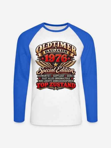 Oldtimer Baujahr 1976 – Special Edition - Unisex Baseballshirt langarm - Weiß/Royalblau