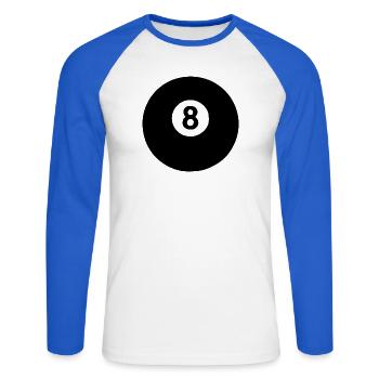 Billardkugel Billard Geschenk - Unisex Baseballshirt langarm - Weiß/Royalblau - Vorne - Nik (191cm)