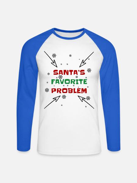 Santas Lieblingsproblem - Unisex Baseballshirt langarm - Weiß/Royalblau