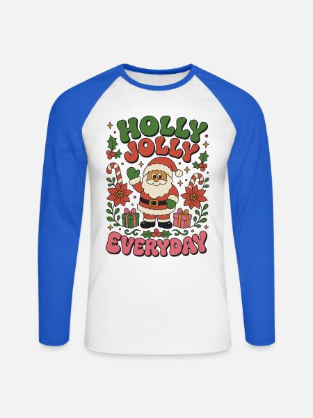 Holly Jolly Everyday - Unisex Baseballshirt langarm - Weiß/Royalblau