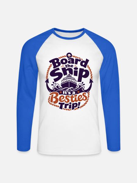Board the Ship Besties Trip - Unisex Baseballshirt langarm - Weiß/Royalblau