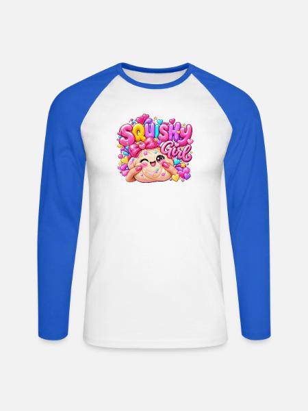 Squishy Girl Glitzerherz - Unisex Baseballshirt langarm - Weiß/Royalblau