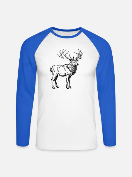 Elchhorn - Unisex Baseballshirt langarm - Weiß/Royalblau