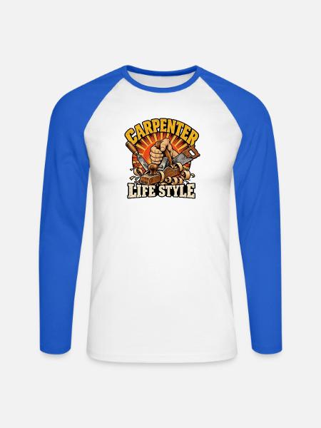 Lebensstil als Zimmermann - Unisex Baseballshirt langarm - Weiß/Royalblau