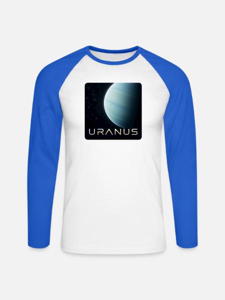 Uranus-30cm - Unisex Baseballshirt langarm - Weiß/Royalblau