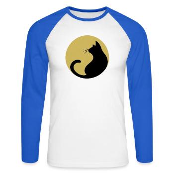 Katze Mond - Unisex Baseballshirt langarm - Weiß/Royalblau - Vorne - Nik (191cm)