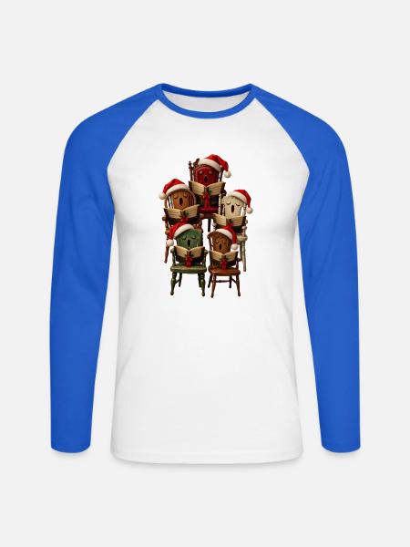 Der Weihnachtsmann leisen Leselieder - Unisex Baseballshirt langarm - Weiß/Royalblau