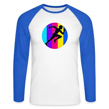 Epischer Sport - Unisex Baseballshirt langarm - Weiß/Royalblau - Vorne - Nik (191cm)