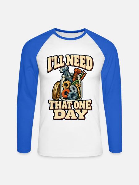 Ersatzteilbewahrer - Unisex Baseballshirt langarm - Weiß/Royalblau