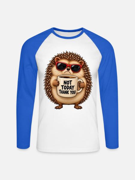 Nicht heute, Kaffeeigel - Unisex Baseballshirt langarm - Weiß/Royalblau
