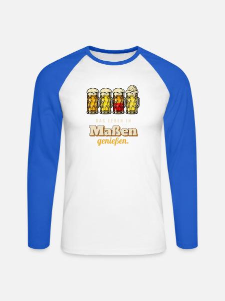Das Leben in Maßen genießen - Unisex Baseballshirt langarm - Weiß/Royalblau