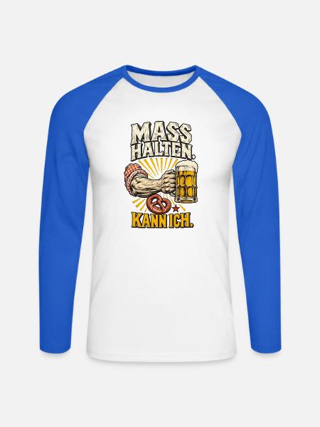 Maß halten Kann ich - Unisex Baseballshirt langarm - Weiß/Royalblau