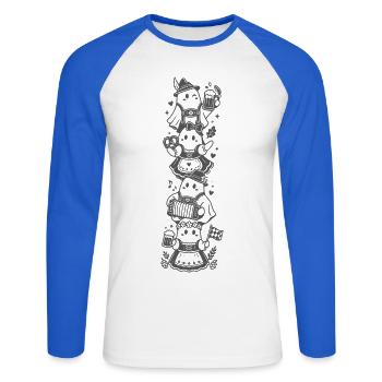 Bayerische Geister - Unisex Baseballshirt langarm - Weiß/Royalblau - Vorne - Nik (191cm)