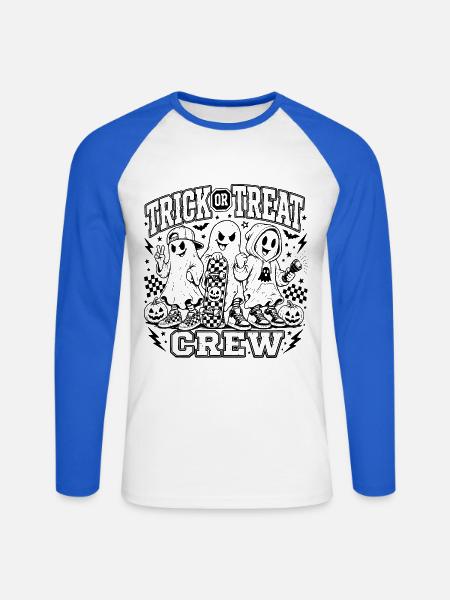Trick or Treat Crew - Unisex Baseballshirt langarm - Weiß/Royalblau