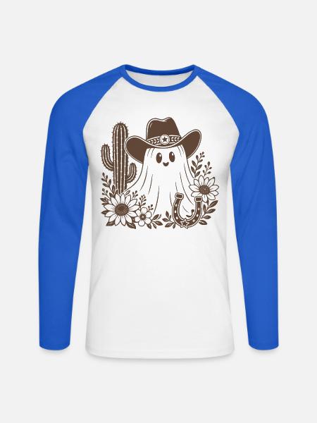 Cowboy Geist - Unisex Baseballshirt langarm - Weiß/Royalblau