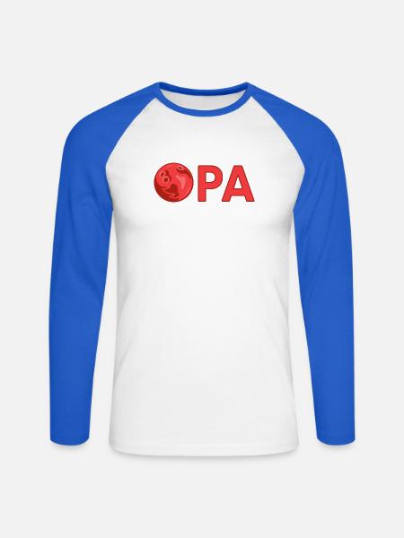 Opa mit Bowlingkugel – Rot - Unisex Baseballshirt langarm - Weiß/Royalblau