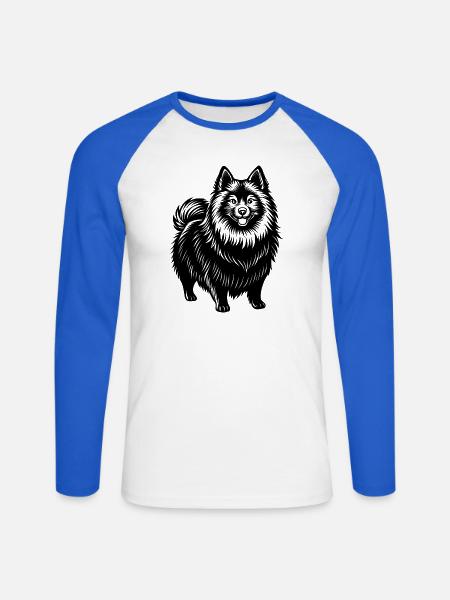 Keeshond - Unisex Baseballshirt langarm - Weiß/Royalblau