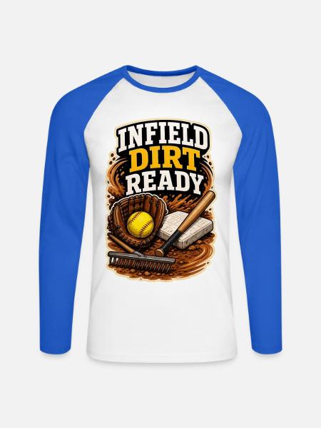 INFIELD DIRT READY - Unisex Baseballshirt langarm - Weiß/Royalblau