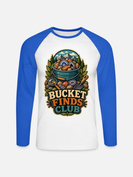 BUCKET FINDS CLUB - Unisex Baseballshirt langarm - Weiß/Royalblau