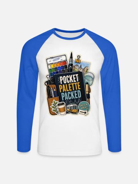 POCKET PALETTE PACKED - Unisex Baseballshirt langarm - Weiß/Royalblau