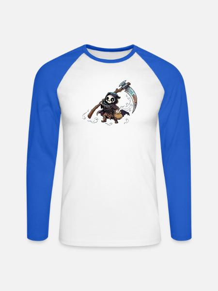 Süßer kleiner Seelenschnitter mit Geistern - Unisex Baseballshirt langarm - Weiß/Royalblau