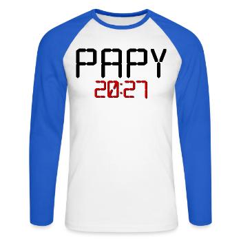 Großvater-Baby 2027, Frankreich - Unisex Baseballshirt langarm - Weiß/Royalblau - Vorne - Nik (191cm)
