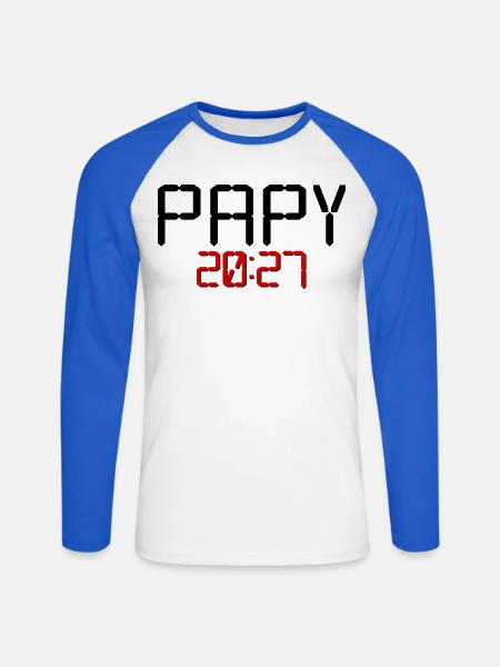Großvater-Baby 2027, Frankreich - Unisex Baseballshirt langarm - Weiß/Royalblau