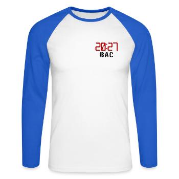 Baclaureate 2027, Französisch - Unisex Baseballshirt langarm - Weiß/Royalblau - Vorne - Nik (191cm)